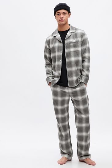 Gap Grey Flannel Check Family Christmas Long Sleeve Pyjama Shirt & Bottoms