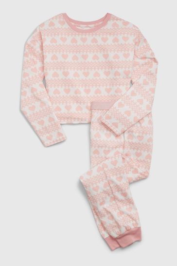 Pink Print Long Sleeve Crew Neck Pyjama Set (6-13yrs)