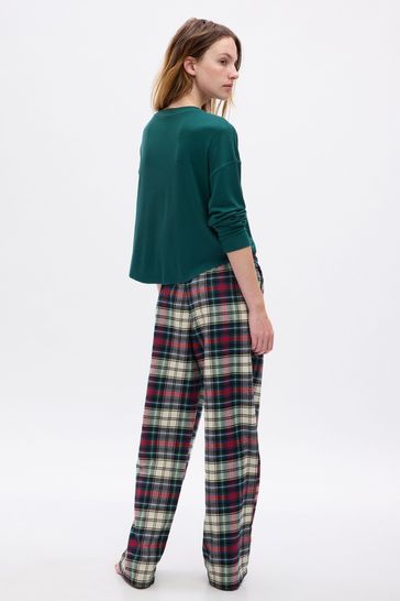 Gap Green Red White Flannel Check Family Christmas Pyjama Bottoms