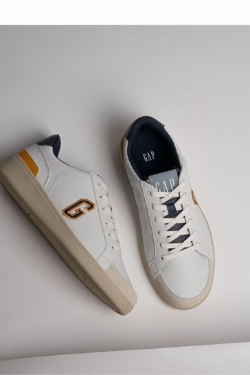 Gap White Yellow and Navy Seattle Low Top G Trainers
