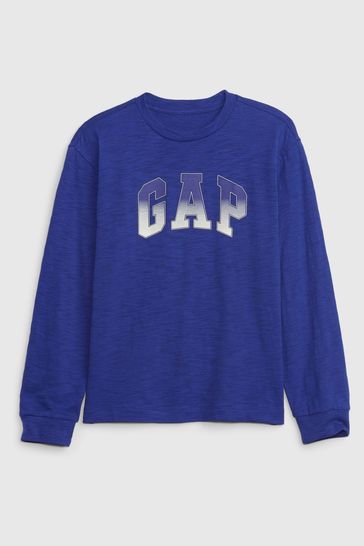 Blue Arch Logo Graphic Long Sleeve Crew Neck T-Shirt (4-13yrs)