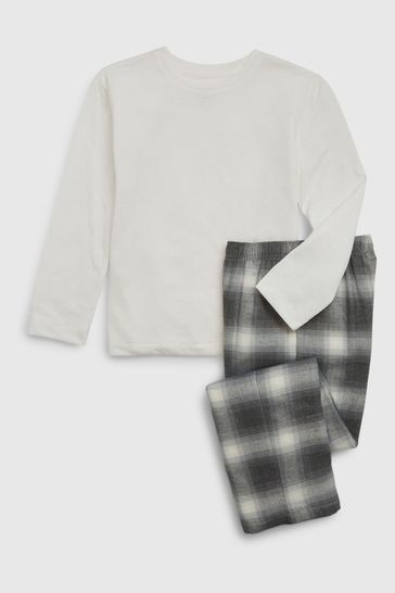 Grey Check Long Sleeve Kids Pyjamas
