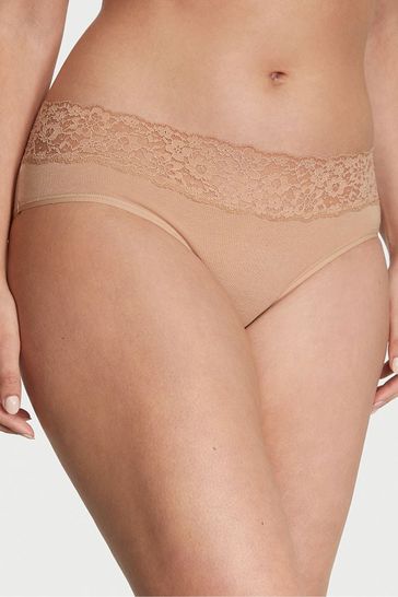 Victoria's Secret Praline Nude Posey Lace Waist Hipster Knickers