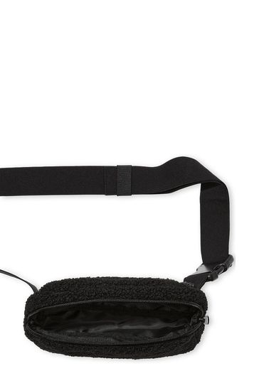 Victoria s Secret PINK Pure Black Cosy Plush Belt Bag