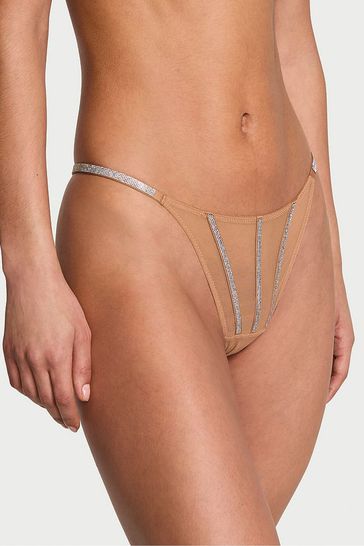 Victoria's Secret Toffee Nude Sheer Shine Thong Knickers