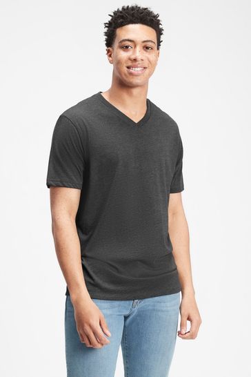 Dark Grey Everyday Short Sleeve V-Neck T-Shirt