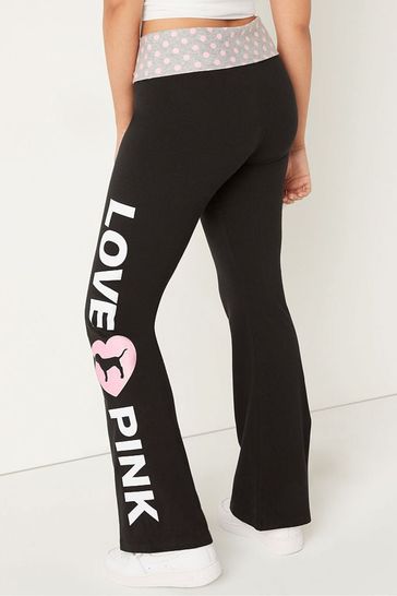 VS PINK YOGA Leggings Extra Small XS Victorias Secret Fold Over Black Bling  Logo $15.99 - PicClick