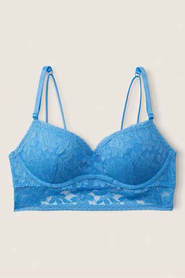 Victoria's Secret PINK Azure Sky Blue Lace Wired Push Up Bralette