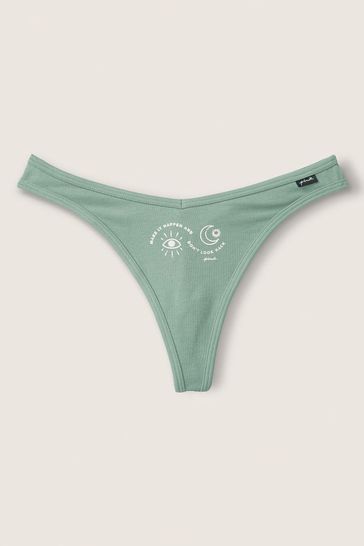 Victoria's Secret PINK Seasalt Green Cotton Thong Knicker