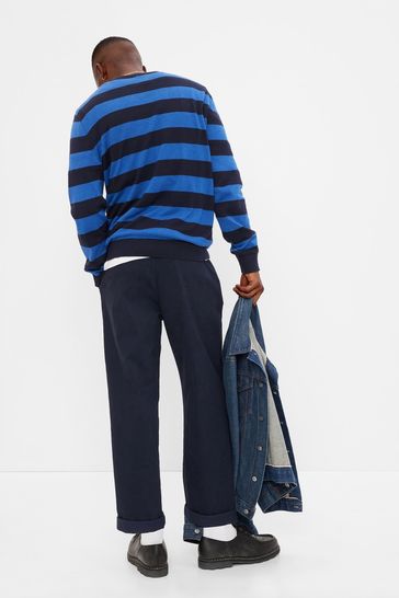 Gap Blue Stripe Stripe Crew Long Sleeve Sweatshirt