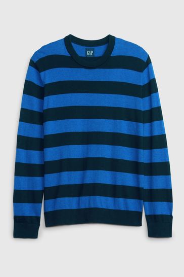 Blue Stripe Stripe Crew Long Sleeve Sweatshirt