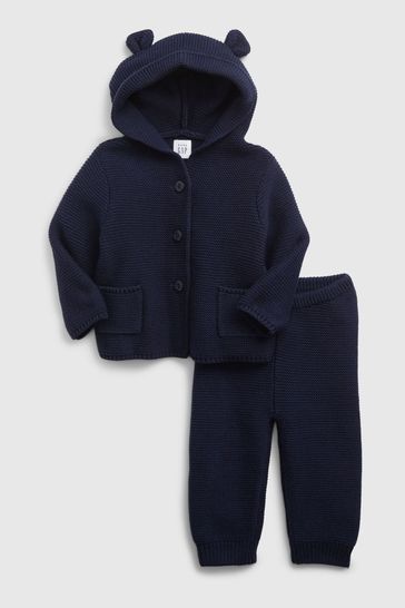 Blue Bear Sweater Outfit Set