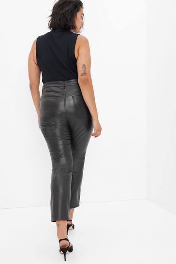 Gap Black High Waisted Slim Cigarette Faux-Leather Trousers