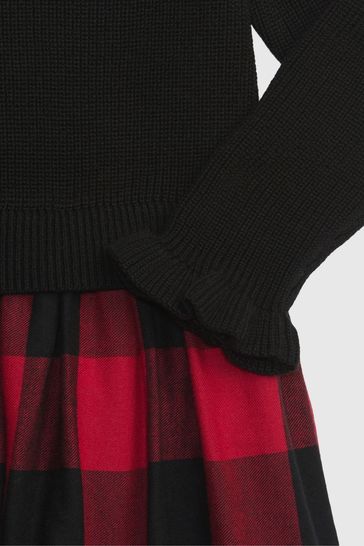 Red and black store plaid sweater dress