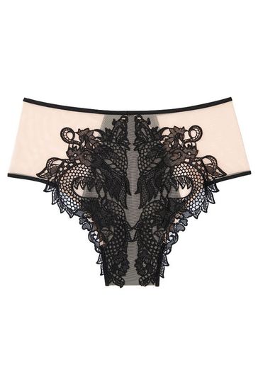 Victoria s Secret Black with New Nude Dragon Lace Highwaist Cheeky Knickers