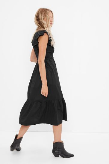 Gap black midi cheap dress