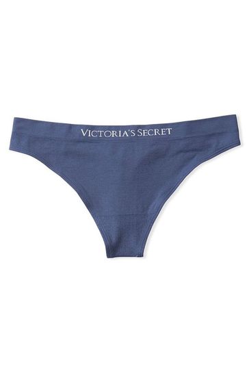 Victoria s Secret Crown Blue Smooth Seamless Thong Panty