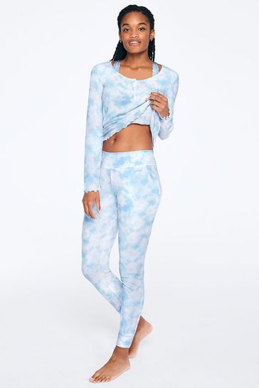 Victoria's Secret PINK Blue Skies Tie Dye Cosy Ribbed Jogger Pyjama Bottoms