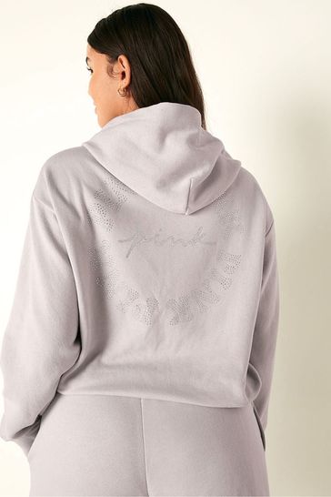 Victoria s Secret PINK Purple Fleece Cropped Cinched Campus Hoodie