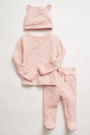 Pink Print Kimono Outfit Set