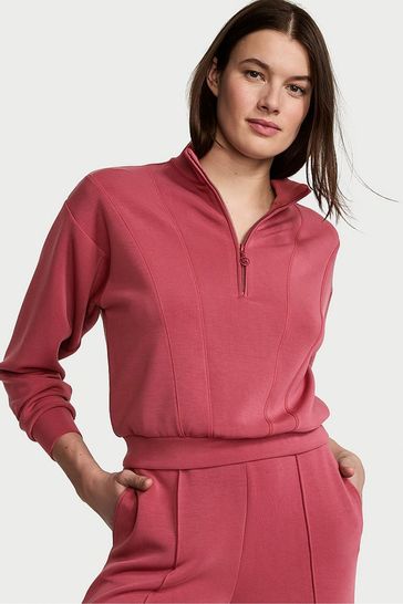 Victoria's Secret Deep Rose Pink Modal Half Zip Sweatshirt