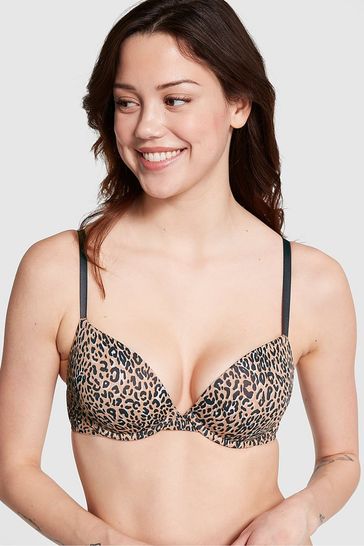 Victoria's Secret PINK Leopard Brown Super Push Up Bra