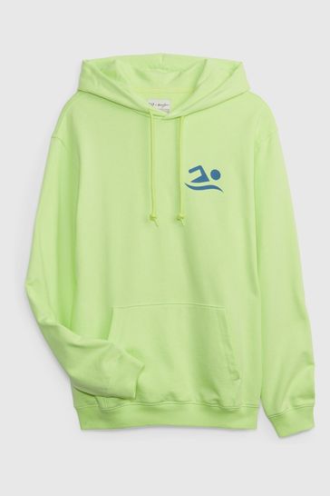 Gap Neon Green Salbage Public Graphic Hoodie