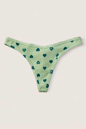 Victoria's Secret PINK Soft Jade Green Cotton Thong Knickers