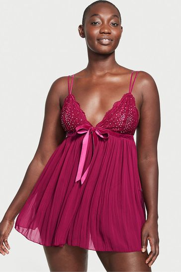 Victoria's Secret Claret Red Pleated Babydoll