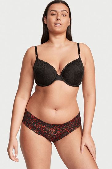 Victoria's Secret Black Heart Sprinkles Lace Cheeky Knickers