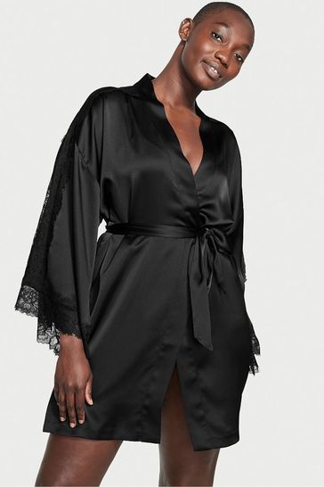 Victoria's Secret Black Lace Inset Robe