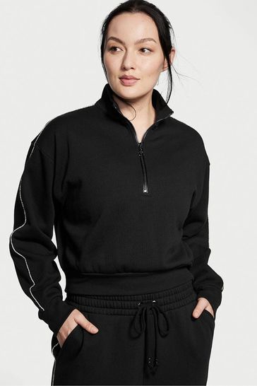 Victoria's Secret Black Half Zip High Neck Lounge Sweatshirt