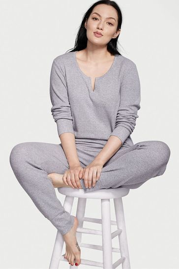 Victoria's Secret Medium Heather Grey Thermal Long Long Sleeve Pyjamas