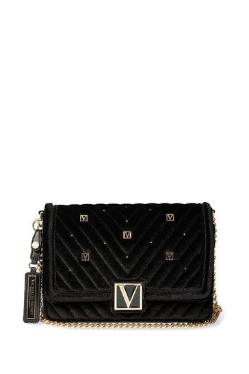Victoria's Secret Black Velvet Crossbody Bag