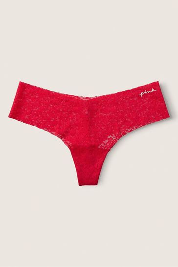 Victoria's Secret PINK Red Pepper Red Thong Lace No Show Knickers
