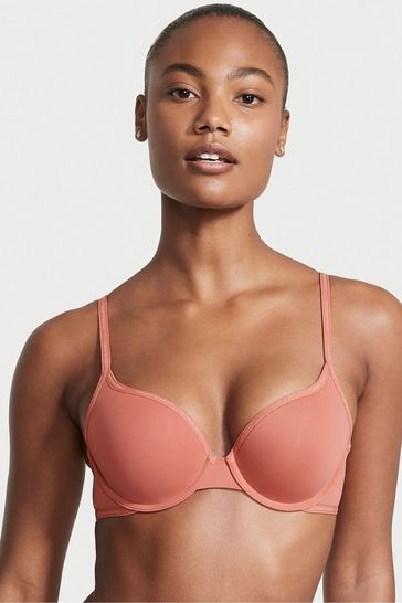 Victoria's Secret Canyon Rose Pink Smooth Logo Strap Full Cup Push Up T-Shirt Bra
