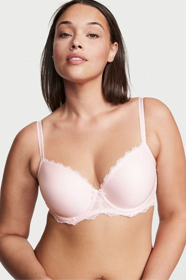 Victoria's Secret Bahama Pink Smooth Lace Wing Lightly Lined Demi Bra