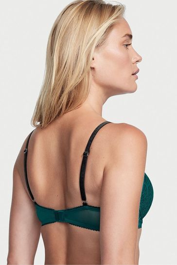 Victoria's Secret Shaded Spruce Green Lace Plunge Push Up Bra