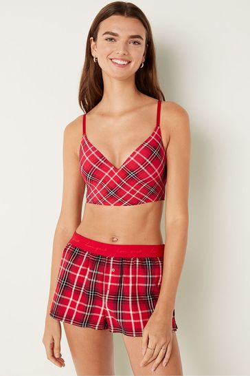 Victoria's Secret PINK Red Pepper Plaid Smooth Non Wired Push Up Bralette