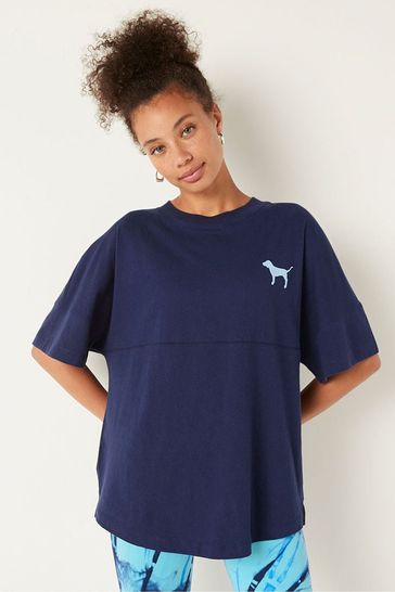 Victoria's Secret PINK Ensign Tie Dye Logo Shine Oversized Short Sleeve T-Shirt