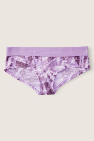 Victoria's Secret PINK Tie Dye Lavender Love Purple Cotton Logo Hipster Knicker