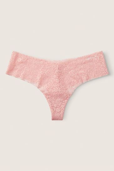 Victoria's Secret PINK Silver Pink No Show Lace Thong Knickers
