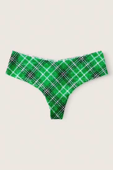 Victoria's Secret PINK Happy Camper Plaid No Show Lace Thong Knickers