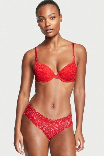 Victoria's Secret Lipstick Red Heart Sprinkles Lace Cheeky Knickers