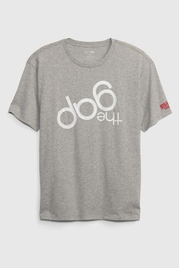 Gap Grey Stranger Things Upside Down Logo T Shirt