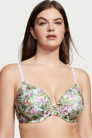 Victoria's Secret Floral Smooth Logo Strap Lightly Lined Full Cup T-Shirt Bra