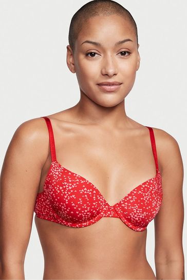 Victoria's Secret Red and Pink Heart Sprinkles Smooth Lightly Lined T-Shirt Bra