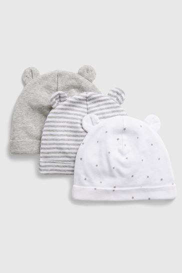 Gap Grey Organic Cotton 3 Pack First Favourite Baby Beanie Hats