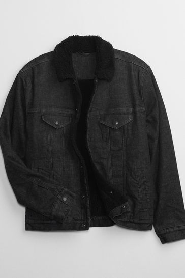 Gap Black Sherpa Icon Denim Jacket