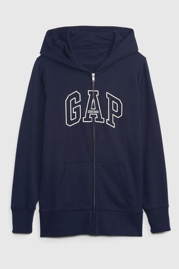 Gap Navy Blue Vintage Soft Arch Logo Full Zip Hoodie